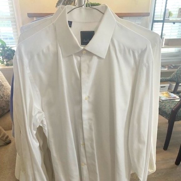 David Donahue Other - David Donahue	Mens White collared long sleeve button down dress shirt
